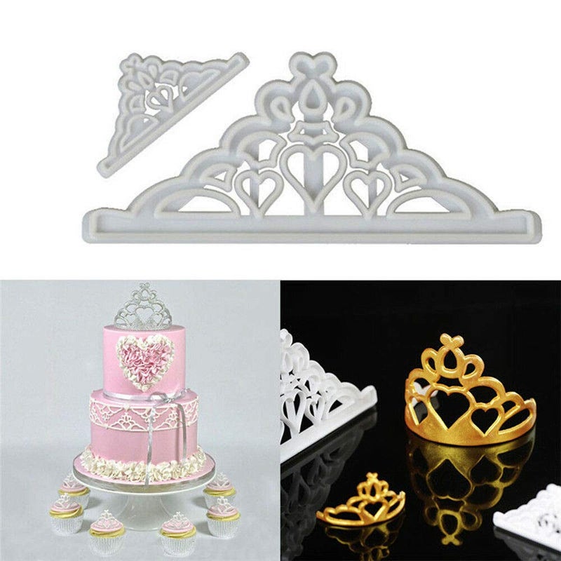Wixine 2Pcs Crown Chocolate Mold Silicone Mold Fondant Pastry Baking Decor Tools - Image 2
